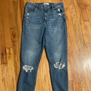 Abercrombie Super Skinny Ankle High Rise Distressed Jean